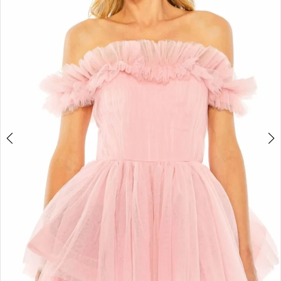 MAC DUGGAL Strapless High Low Tulle Gown , Pink, Size 4, NWT - Picture 5 of 7